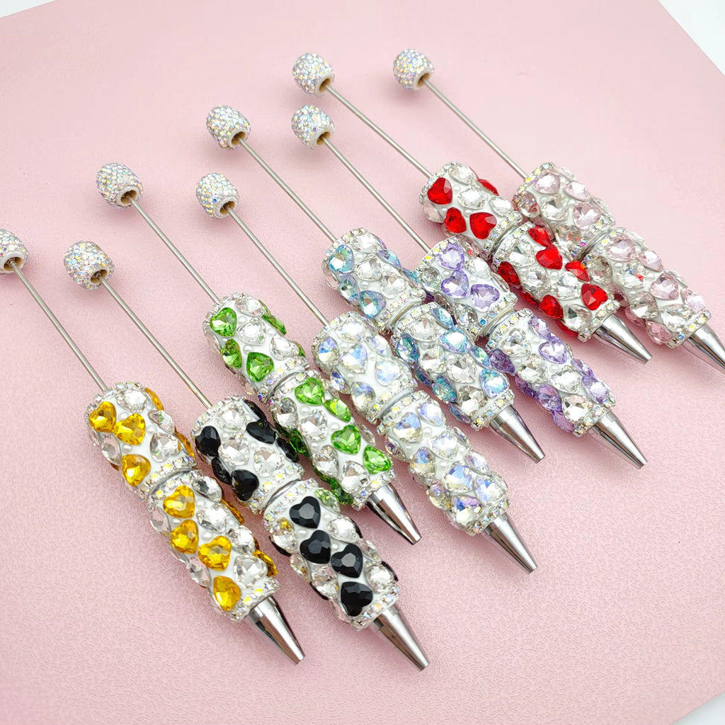 Crystal Heart Rhinestone Beadable Pens