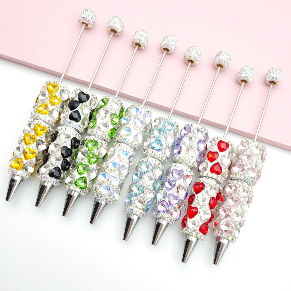 Crystal Heart Rhinestone Beadable Pens