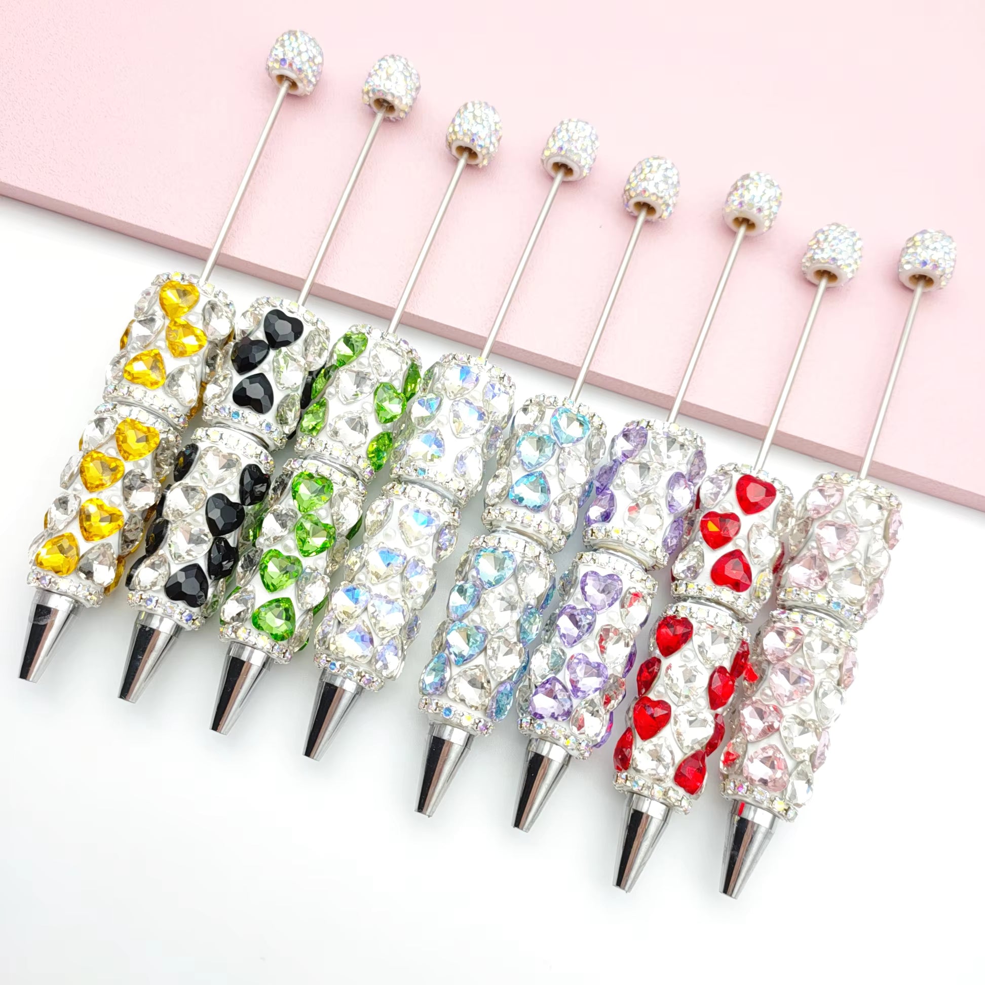 Crystal Heart Rhinestone Beadable Pens