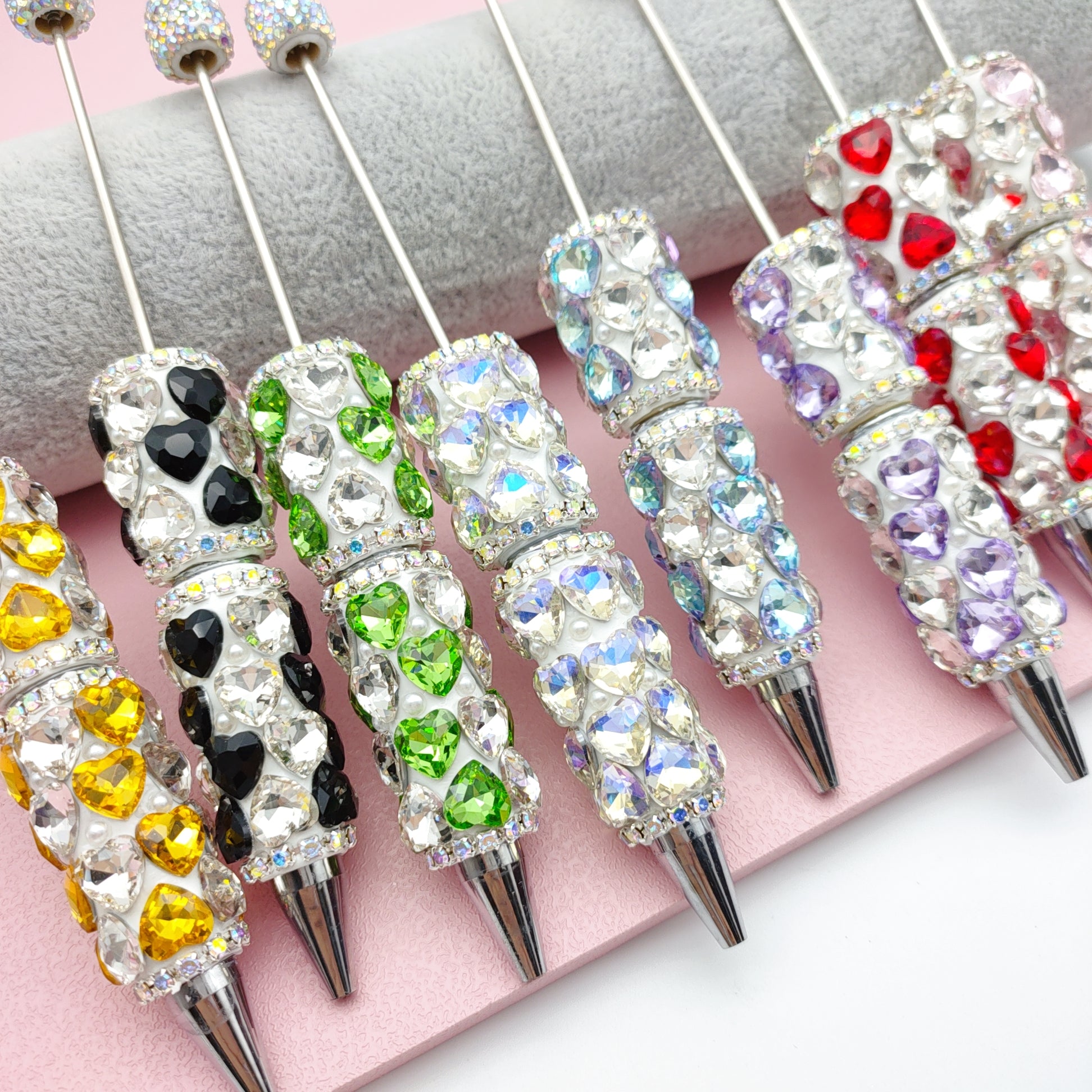 Crystal Heart Rhinestone Beadable Pens Main image