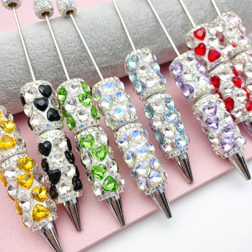 Crystal Heart Rhinestone Beadable Pens