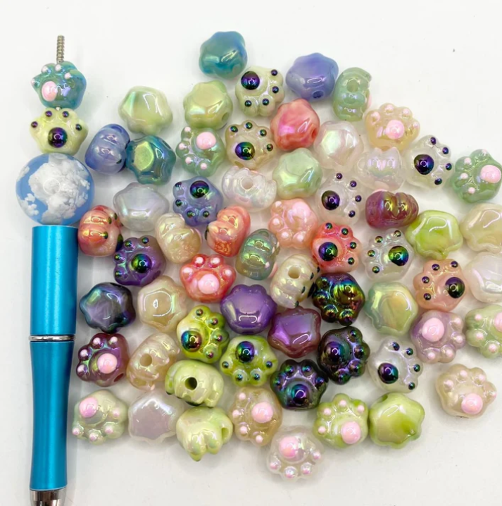 13mm Colorful Paw Print Beads Mix-K7 Secondary image