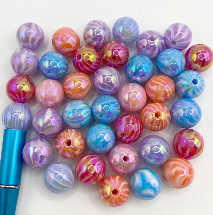 16mm AB White Stripe Swirl Beads Mix-B7 Main image