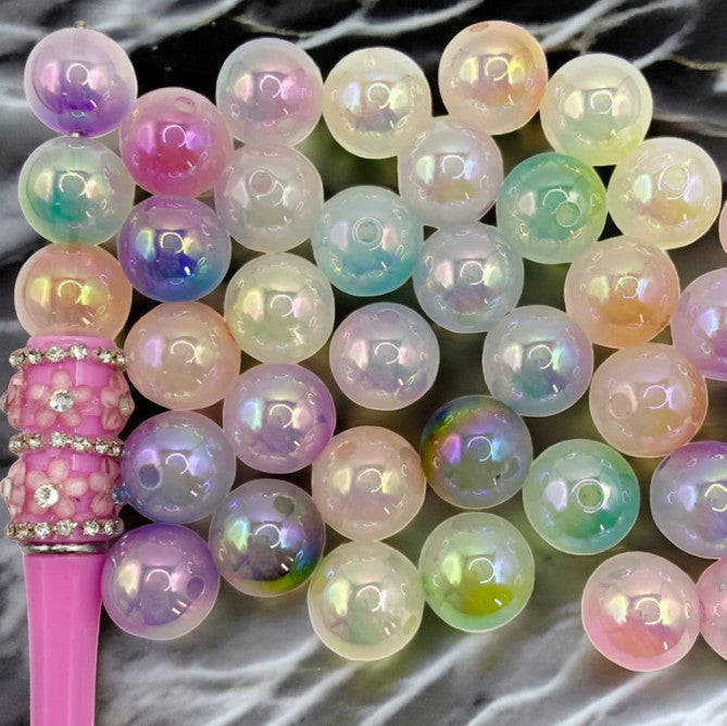 16mm Glossy Ombre Color Acrylic Beads With UV Finish (Mix & Single Colors) Main image
