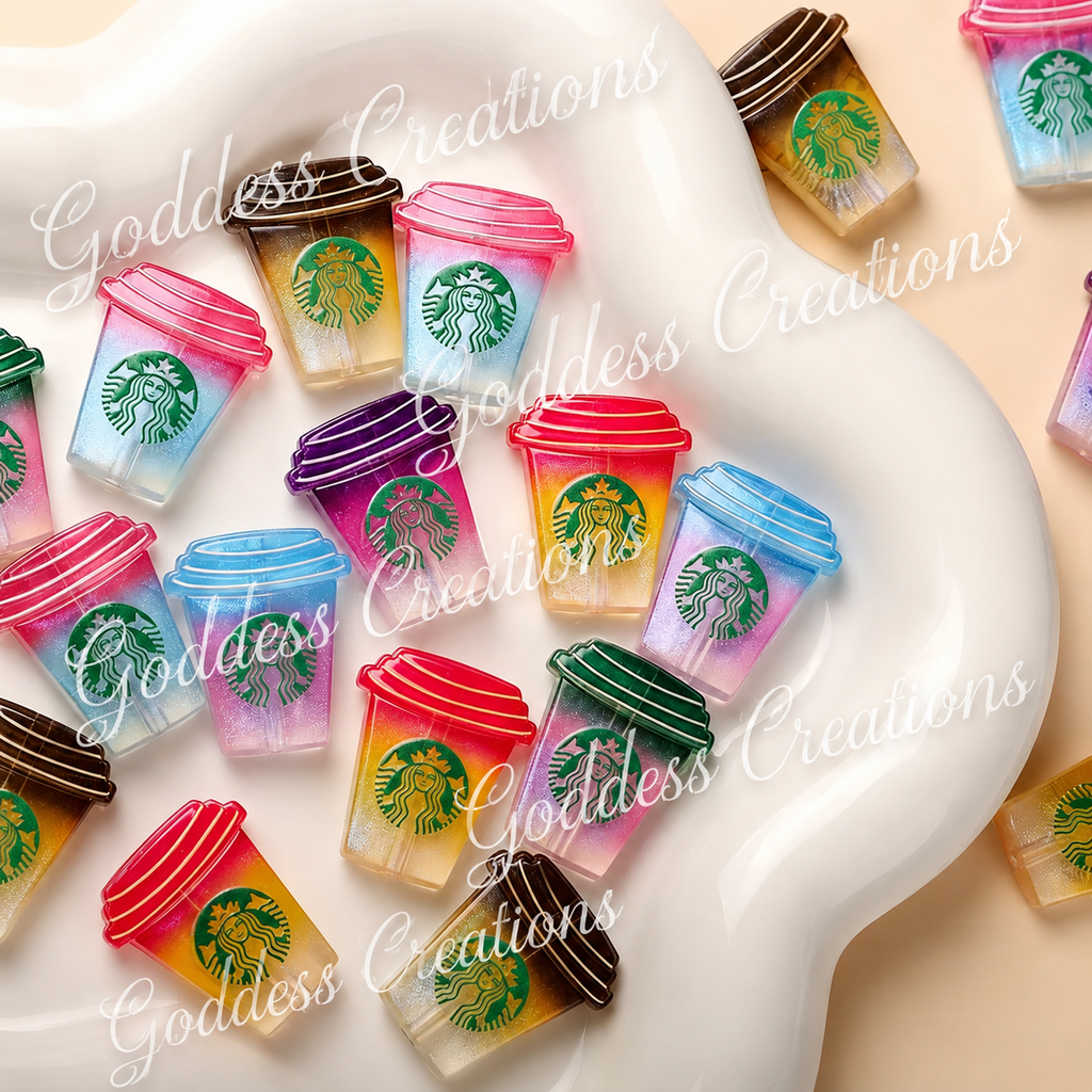 Shimmer Coffee Cup Acrylic Focal Beads