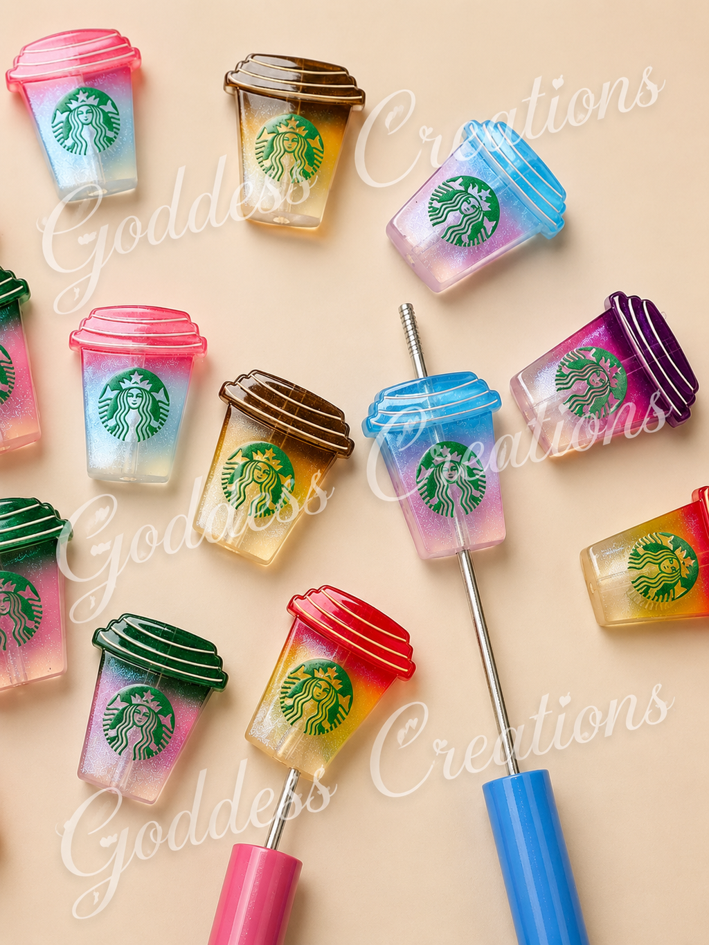 Shimmer Coffee Cup Acrylic Focal Beads