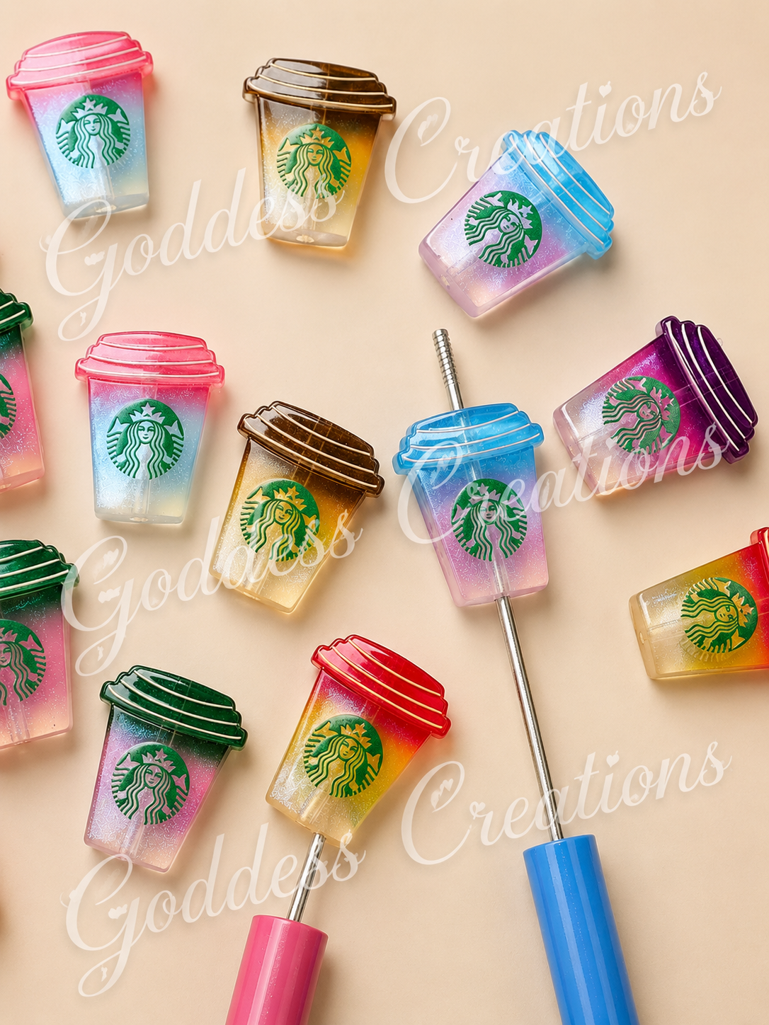 Shimmer Coffee Cup Acrylic Focal Beads