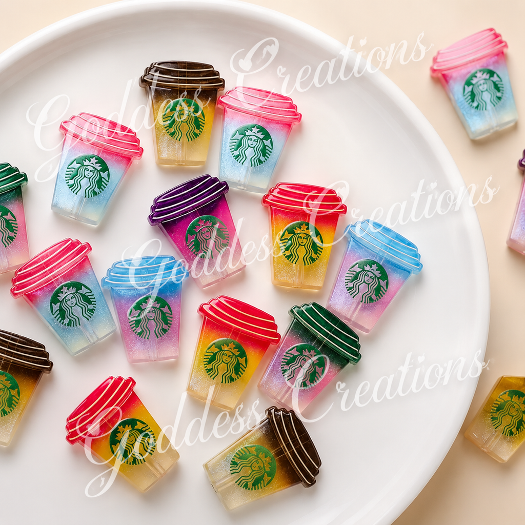 Shimmer Coffee Cup Acrylic Focal Beads